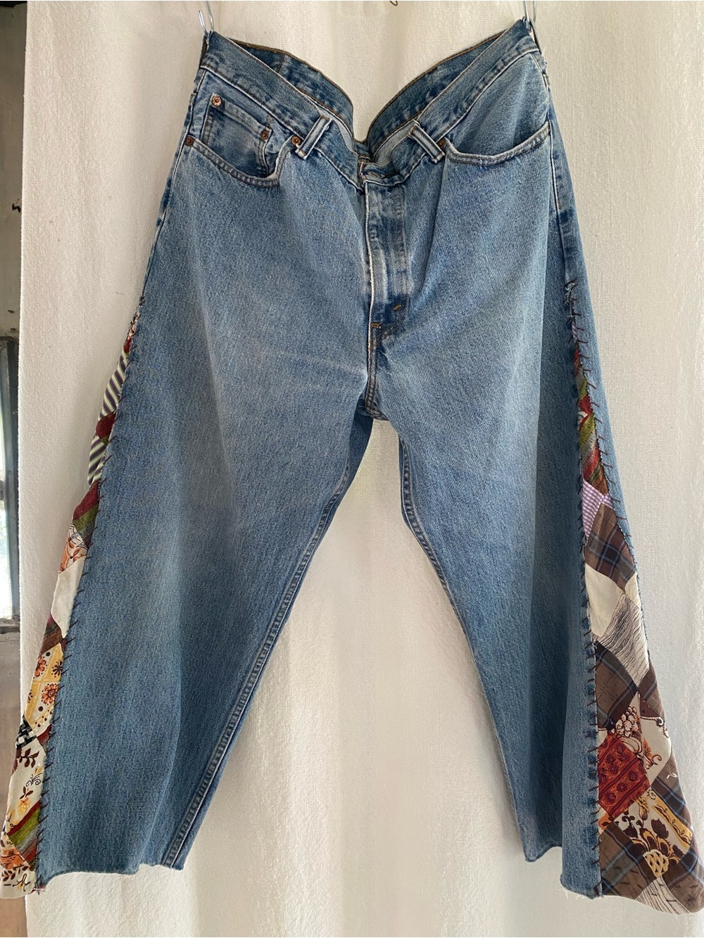Upcycled Levi’s One-of-A-Kind with Vintage Patchwork Side Panel
